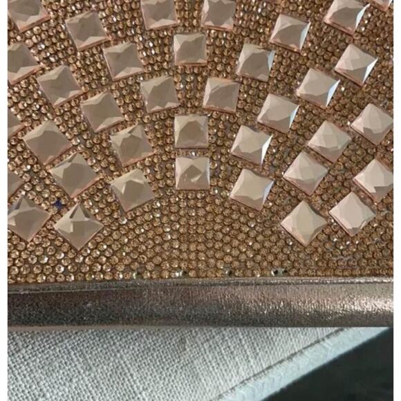 Charming Charlie RSVP Rose gold clutch with detachable gold crossbody - Picture 2 of 5